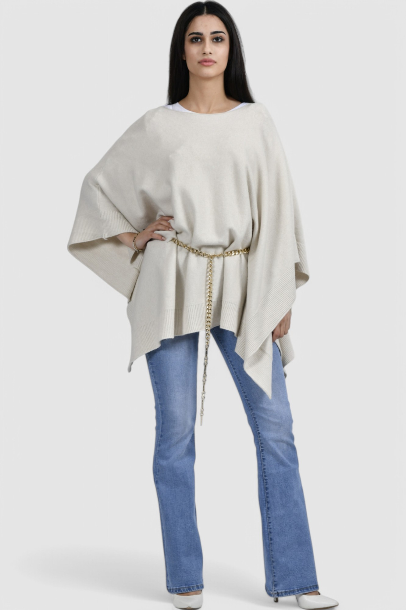 Ženski bijeli poncho Natasha