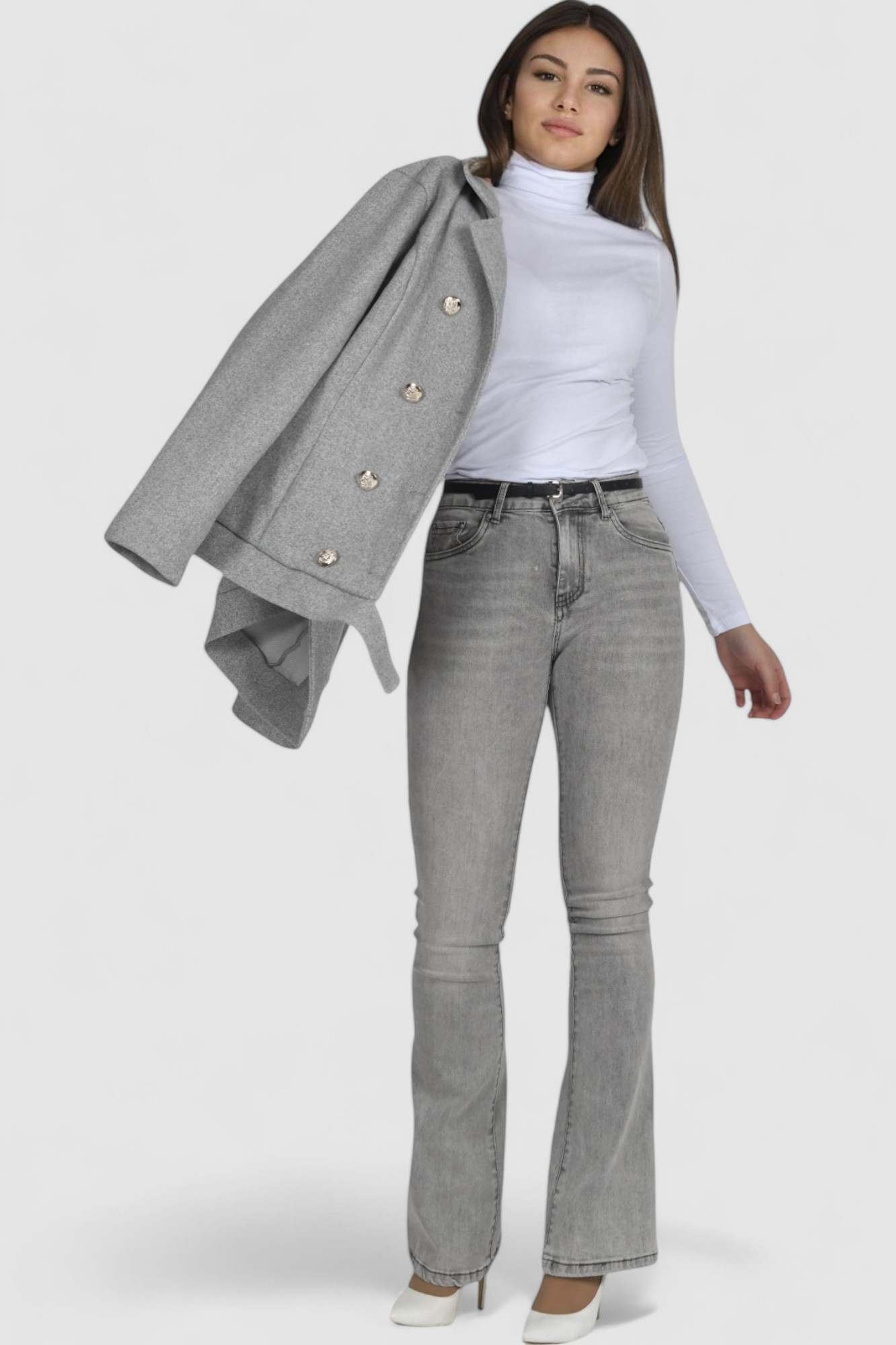 Ženski sivi kratki kaput Billie