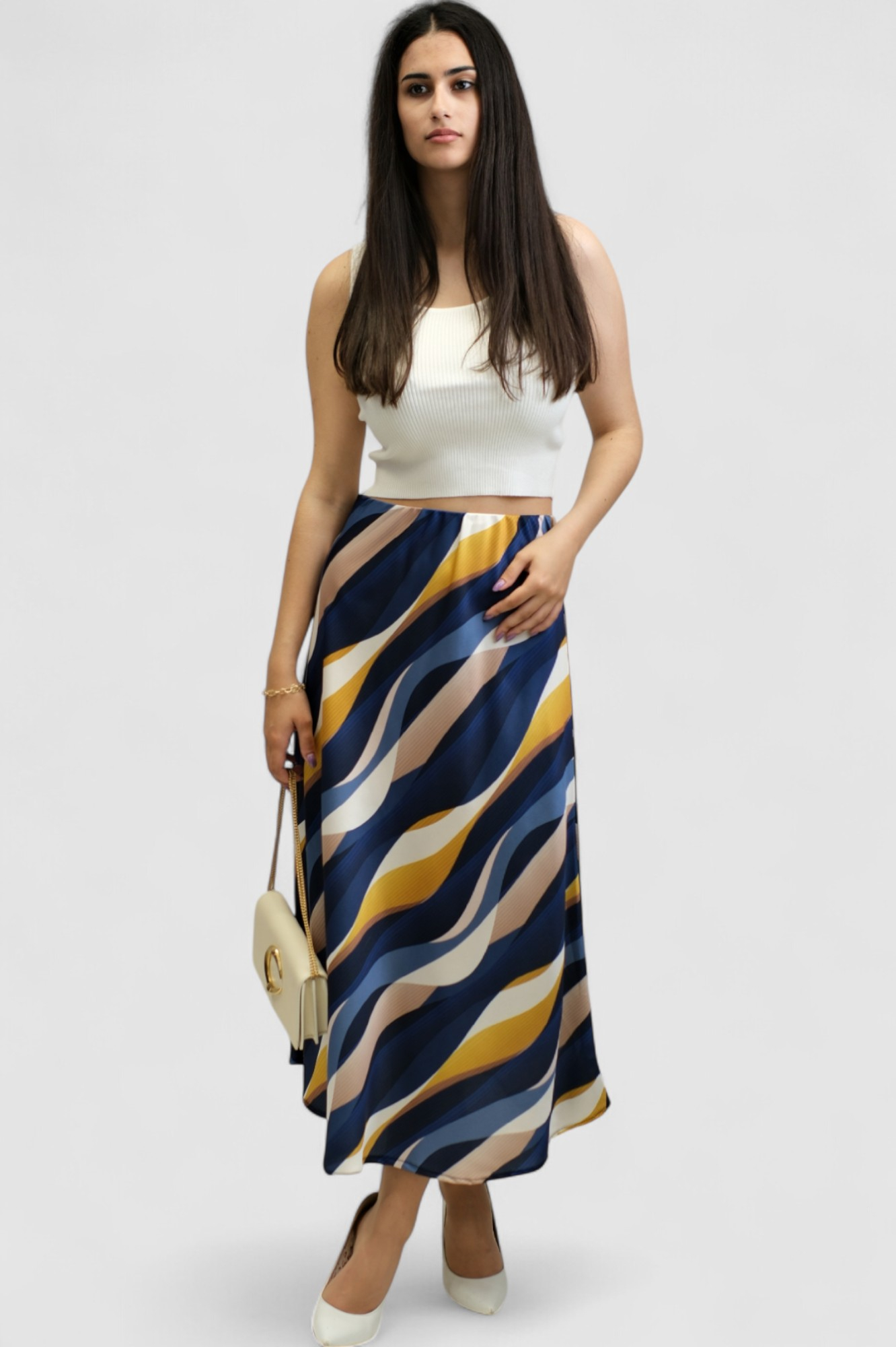 Ženska plava midi suknja Amayena