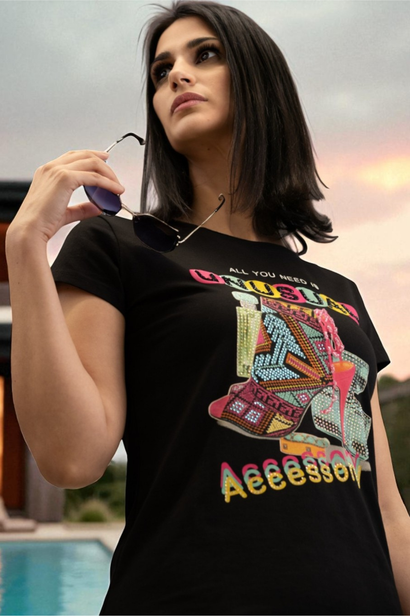 Ženska crna majica kratki rukav Delina