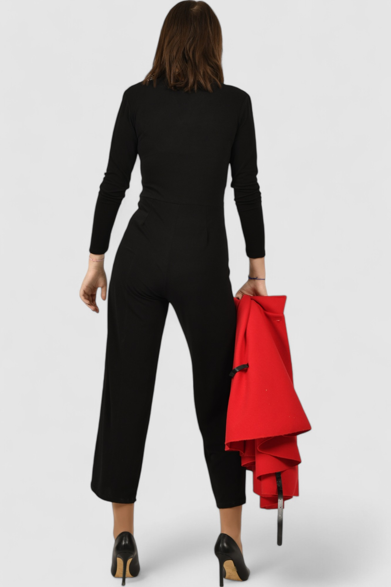 Ženski crni elegantni kombinezon Elara