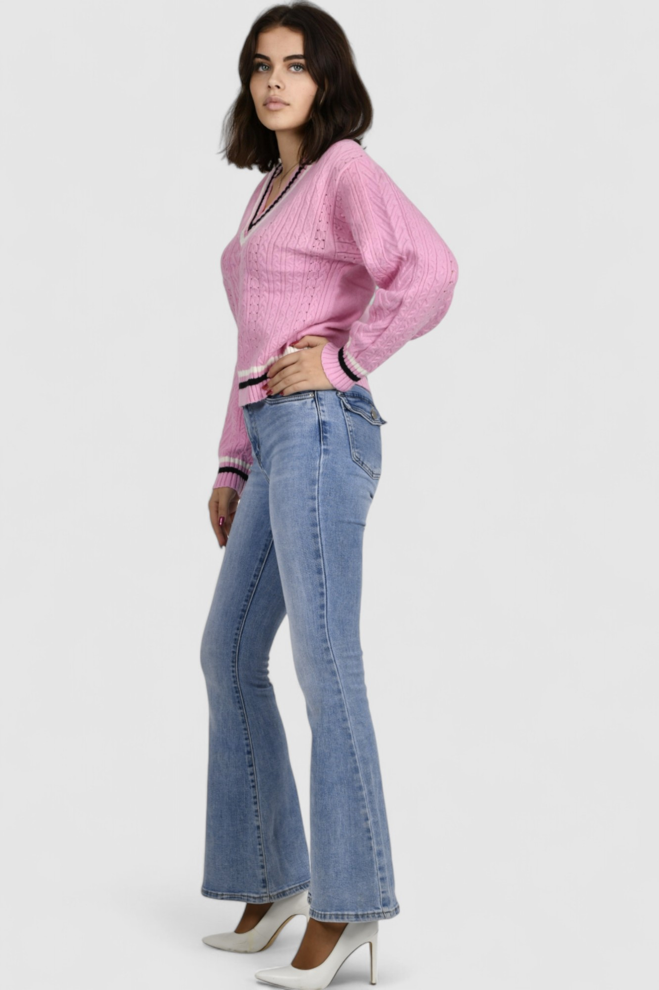 Ženski rozi lagani džemper Baylee