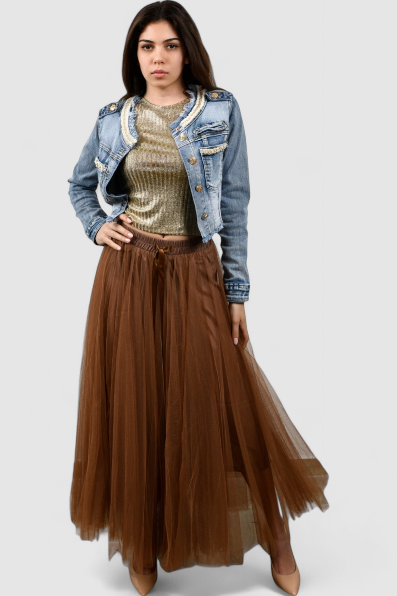 Ženska smeđa maxi suknja Isabel