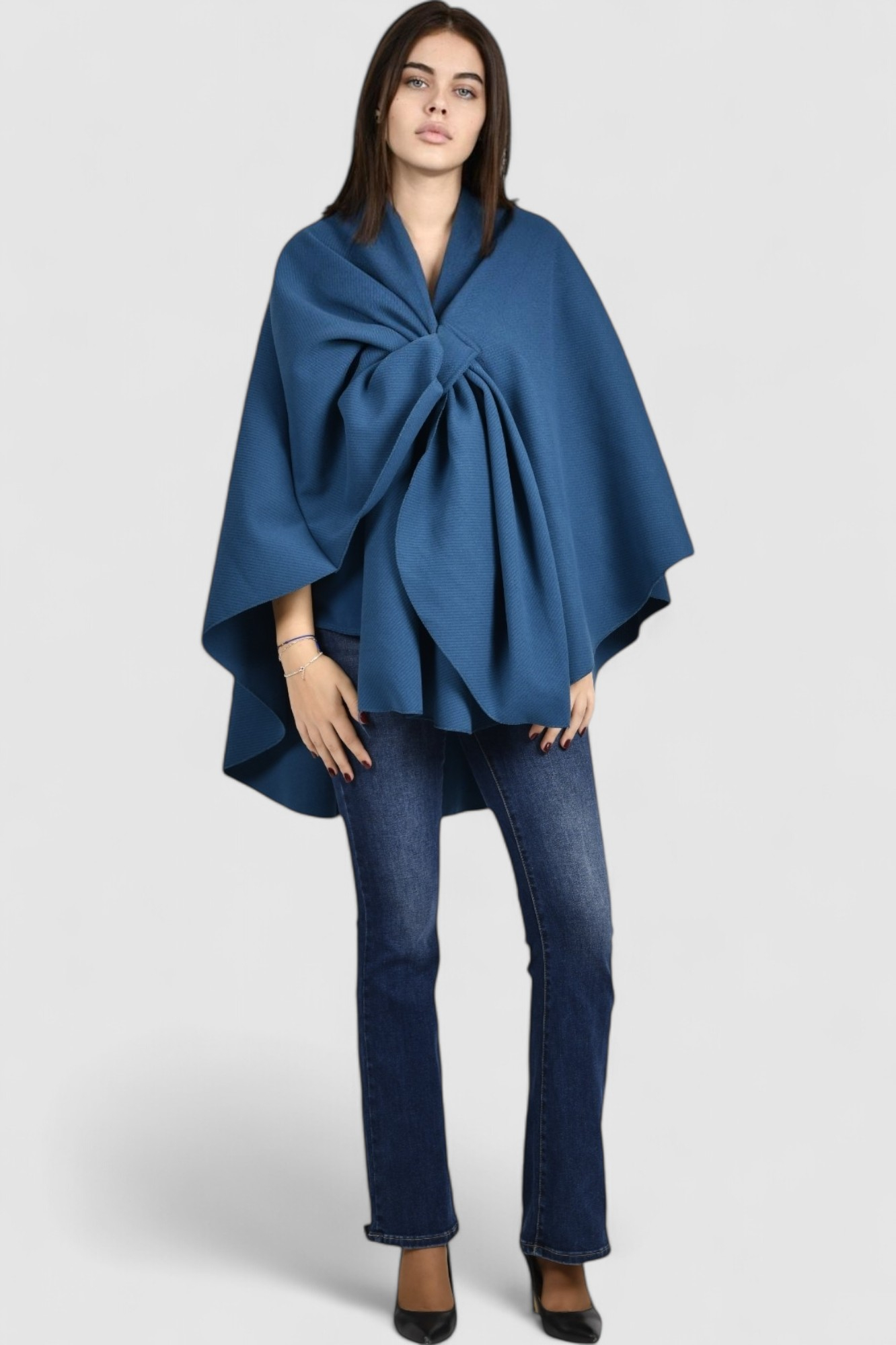 Ženski plavi poncho Bess