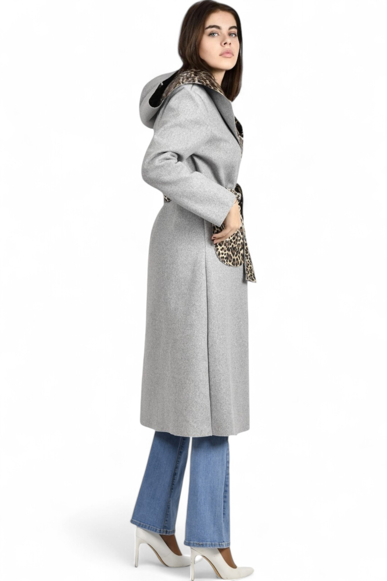 Ženski sivi dugi kaput Paris